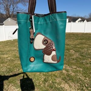 Chala Toffy Dog Turquoise Everyday Tote with Bone Charm